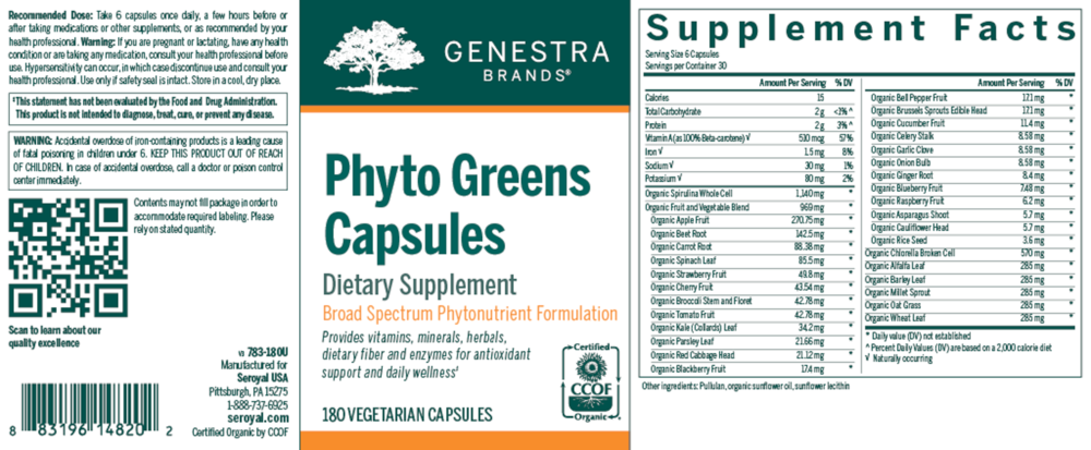 Product image for Phyto Greens Capsules (California Only).