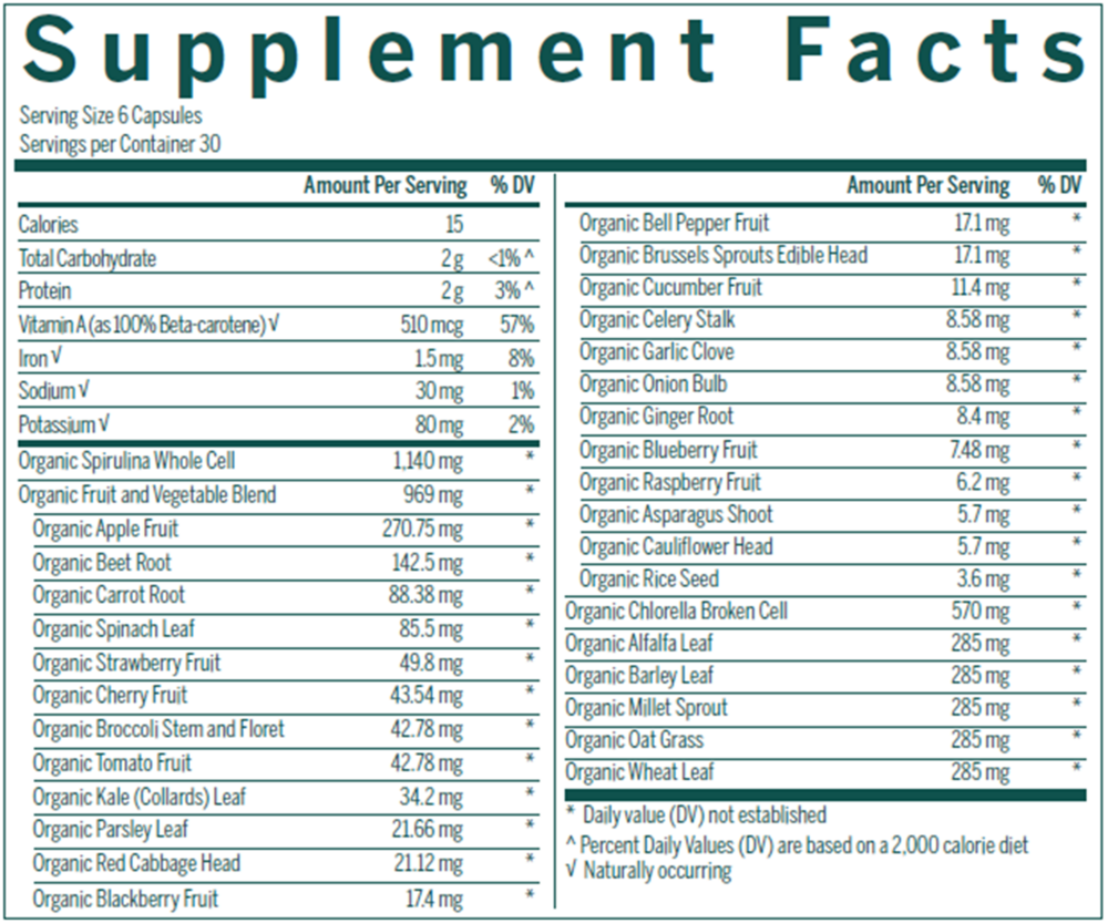 Product image for Phyto Greens Capsules (California Only).
