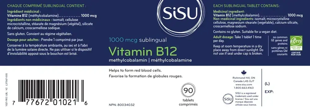 Product image for B12 1000 mcg methylcobalamin, sublingual, Unflavoured.