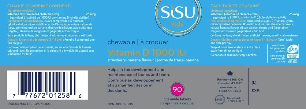 Product image for Kids Vitamin D3 1000 IU - Strawberry Banana.