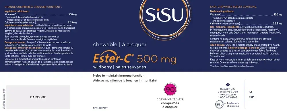 Product image for Ester-C® Chewables - 500 mg - Wild Berry.