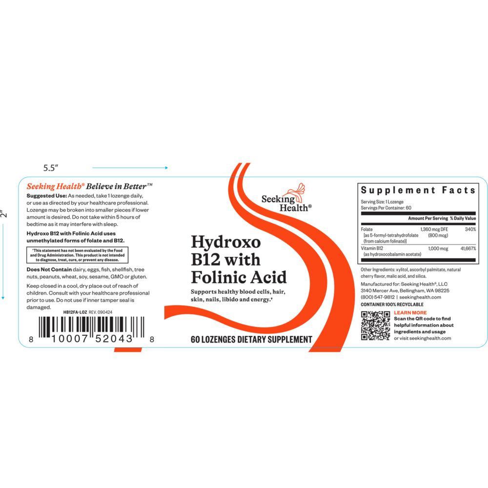 Product image for Hydroxo B12 with Folinic Acid.