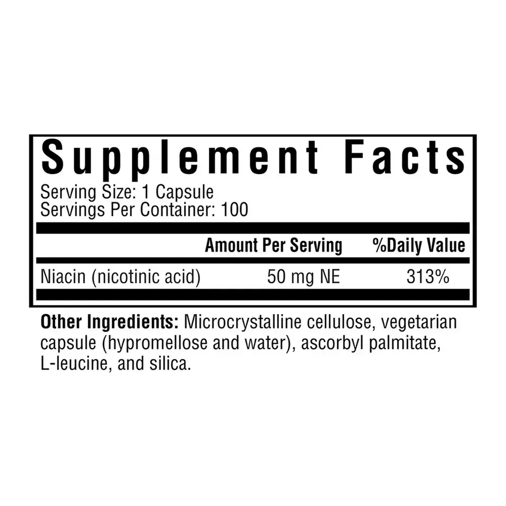 Product image for Niacin 50 mg NE.