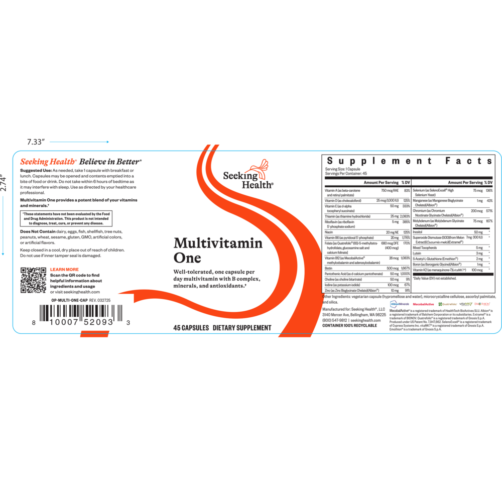 Product image for Multivitamin One.
