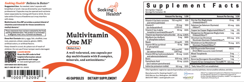 Product image for Multivitamin One MF.