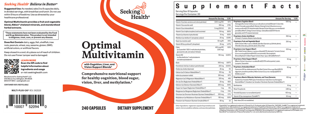 Product image for Optimal Multivitamin.