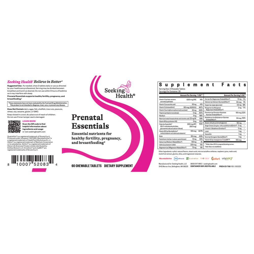 Product image for Prenatal Essentials Chewable.