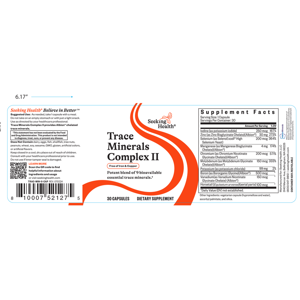 Product image for Trace Mineral Complex II Iron and Copper Free.