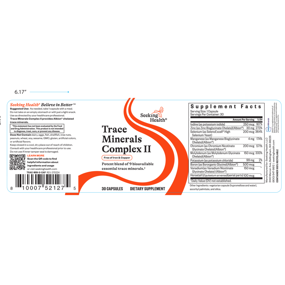 Product image for Trace Mineral Complex II Iron and Copper Free.