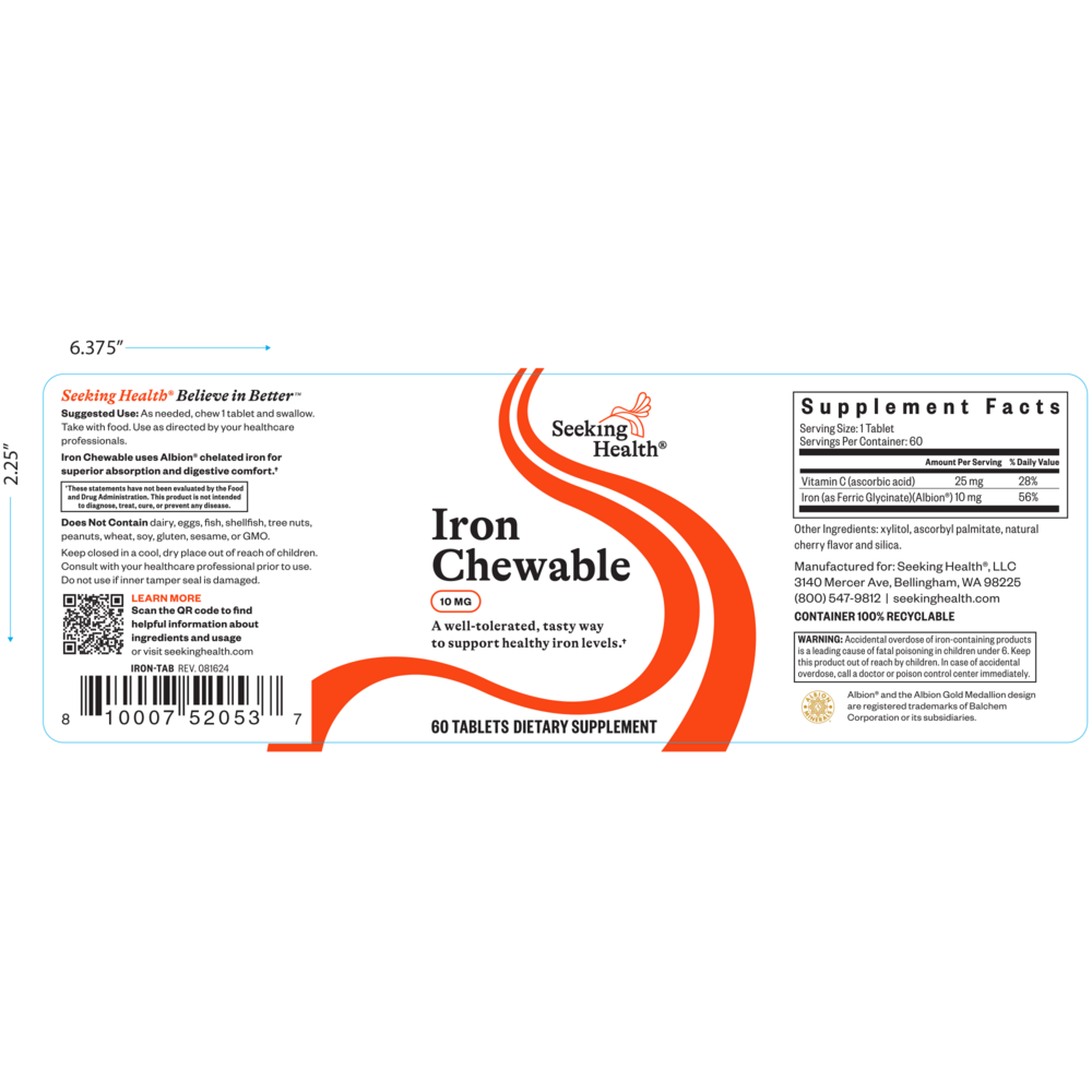 Product image for Iron Chewable.