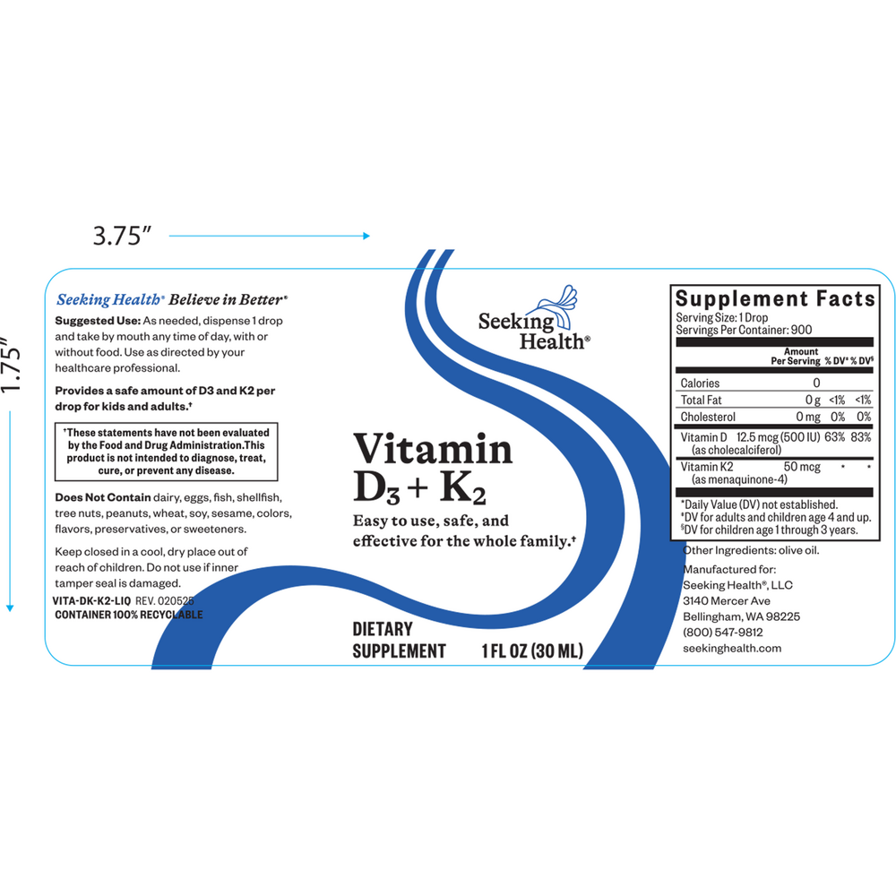 Product image for Optimal Vitamin D3 + K2 Drops.