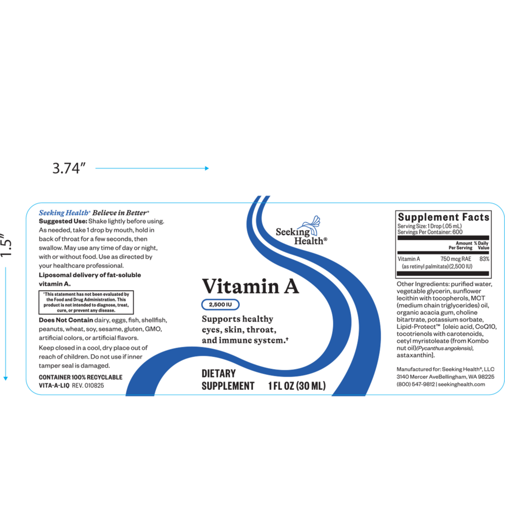 Product image for Vitamin A Drops 2500IU.