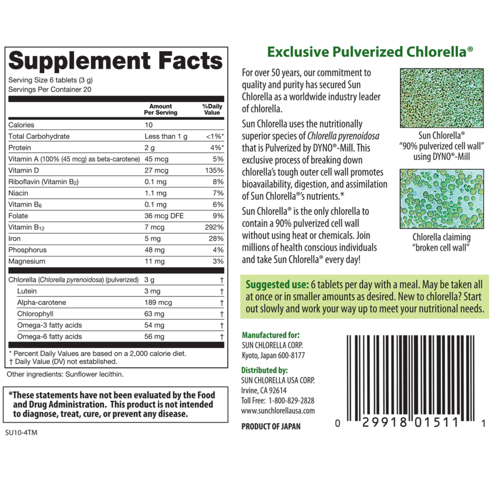 Product image for Sun Chlorella 500mg.