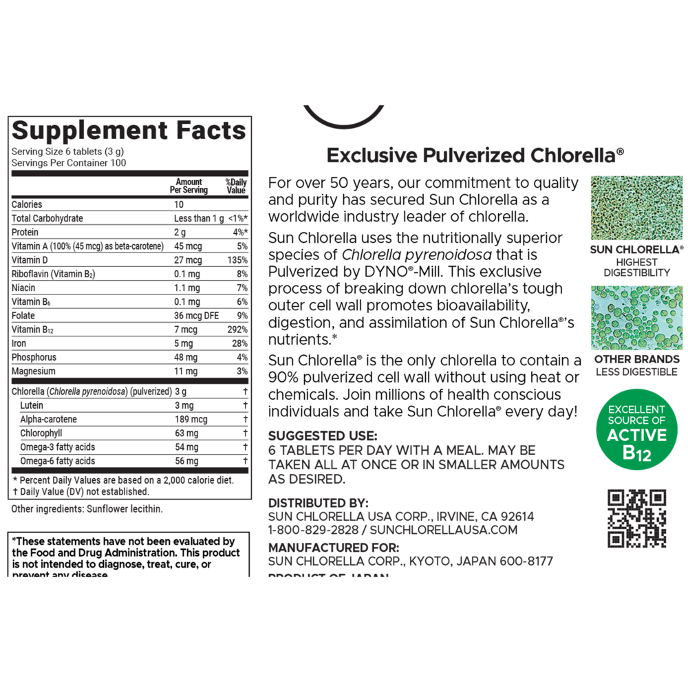 Product image for Sun Chlorella 500mg.