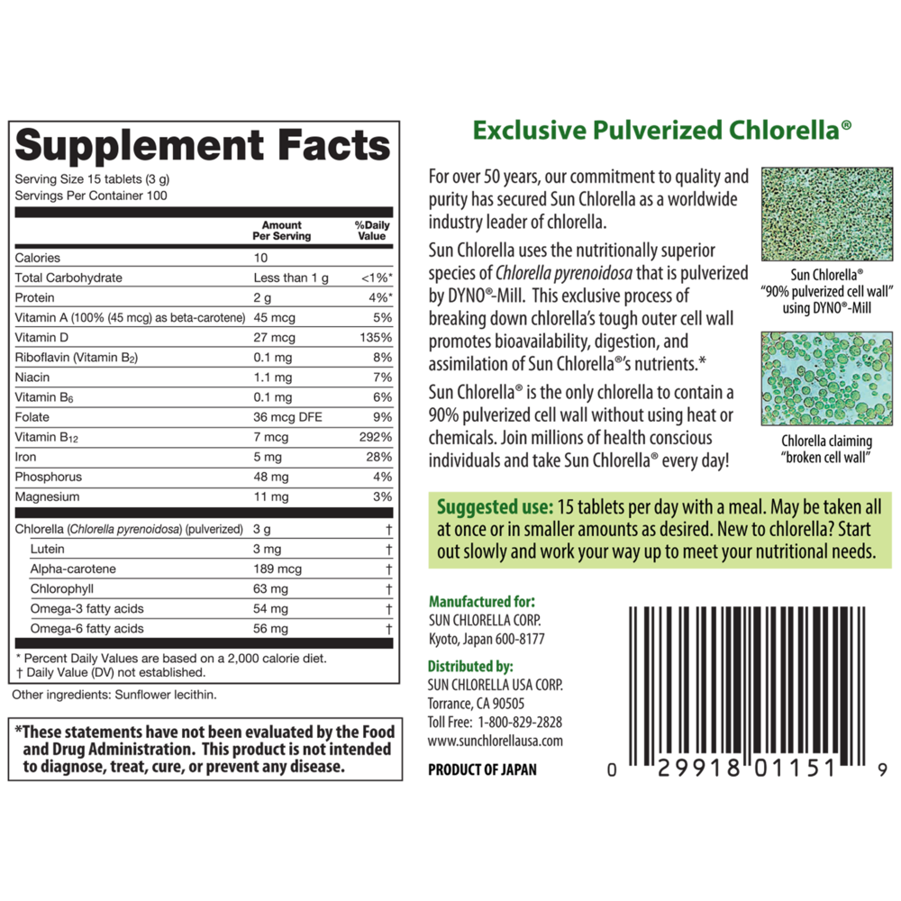 Product image for Sun Chlorella Econ 200mg.