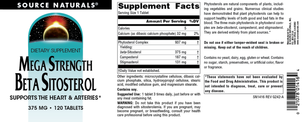 Product image for Beta Sitosterol, Mega Strength.