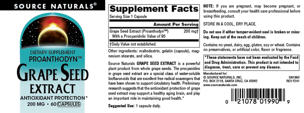 Product image for Grape Seed Extract 200mg.