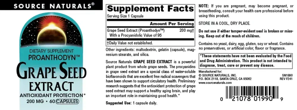 Product image for Grape Seed Extract 200mg.