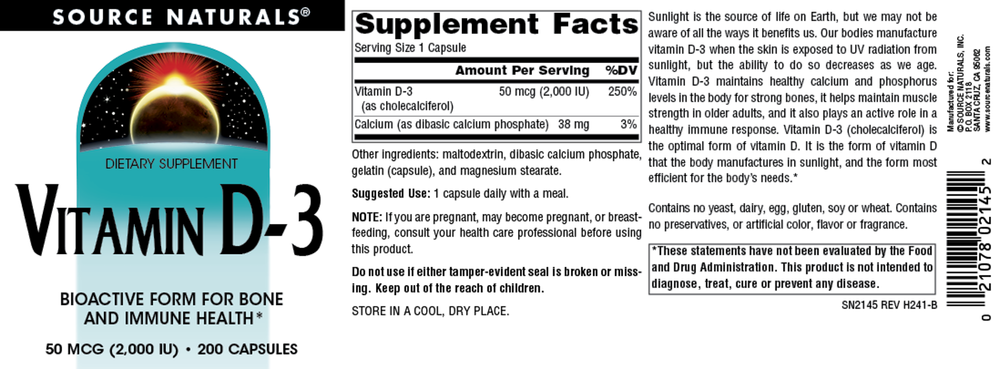 Product image for Vitamin D3 2000IU.
