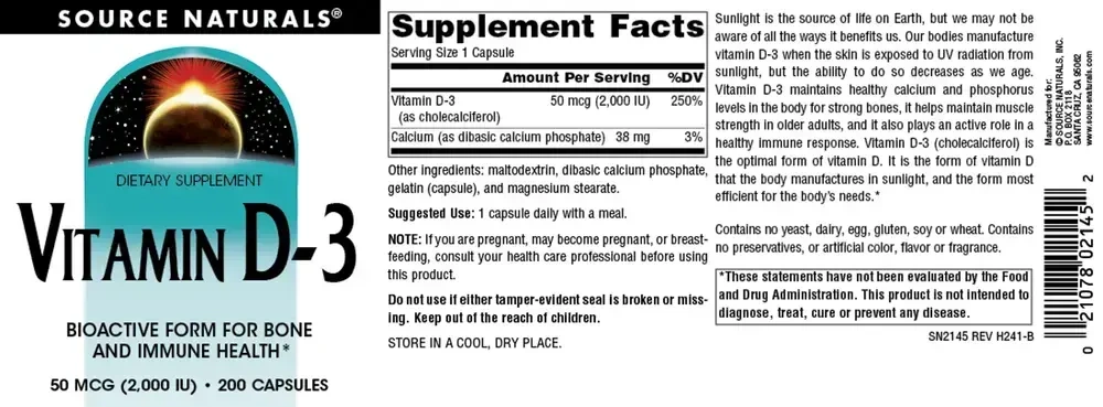 Product image for Vitamin D3 2000IU.