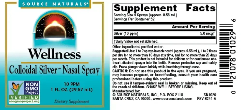 Product image for Wellness Colloidal Silver™ Nasal Spray.