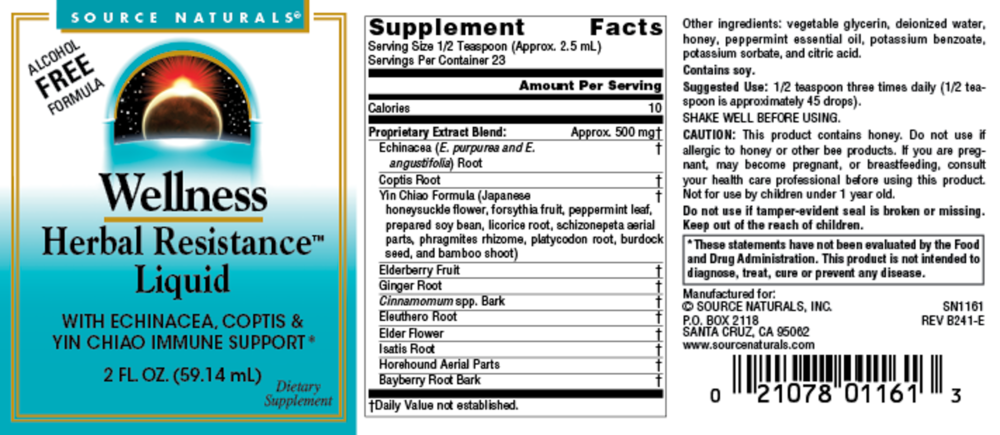 Product image for Wellness Herbal Resistance Alcohol Free.