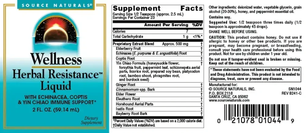 Product image for Wellness Herbal Resistance Liquid.