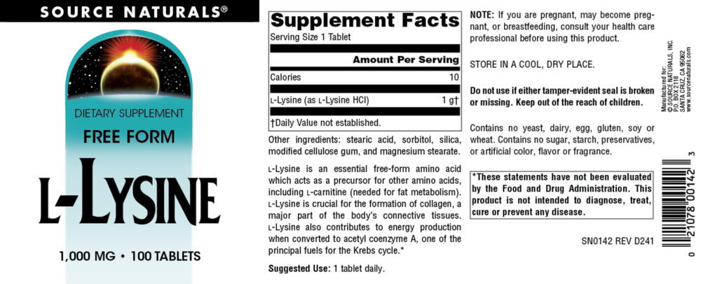Product image for L-Lysine 1,000mg.