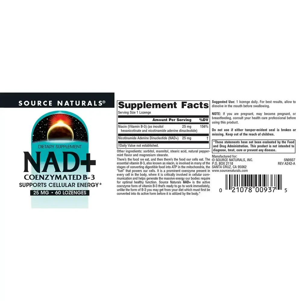 Product image for NAD+ Coenzymated™ B-3 25 mg.