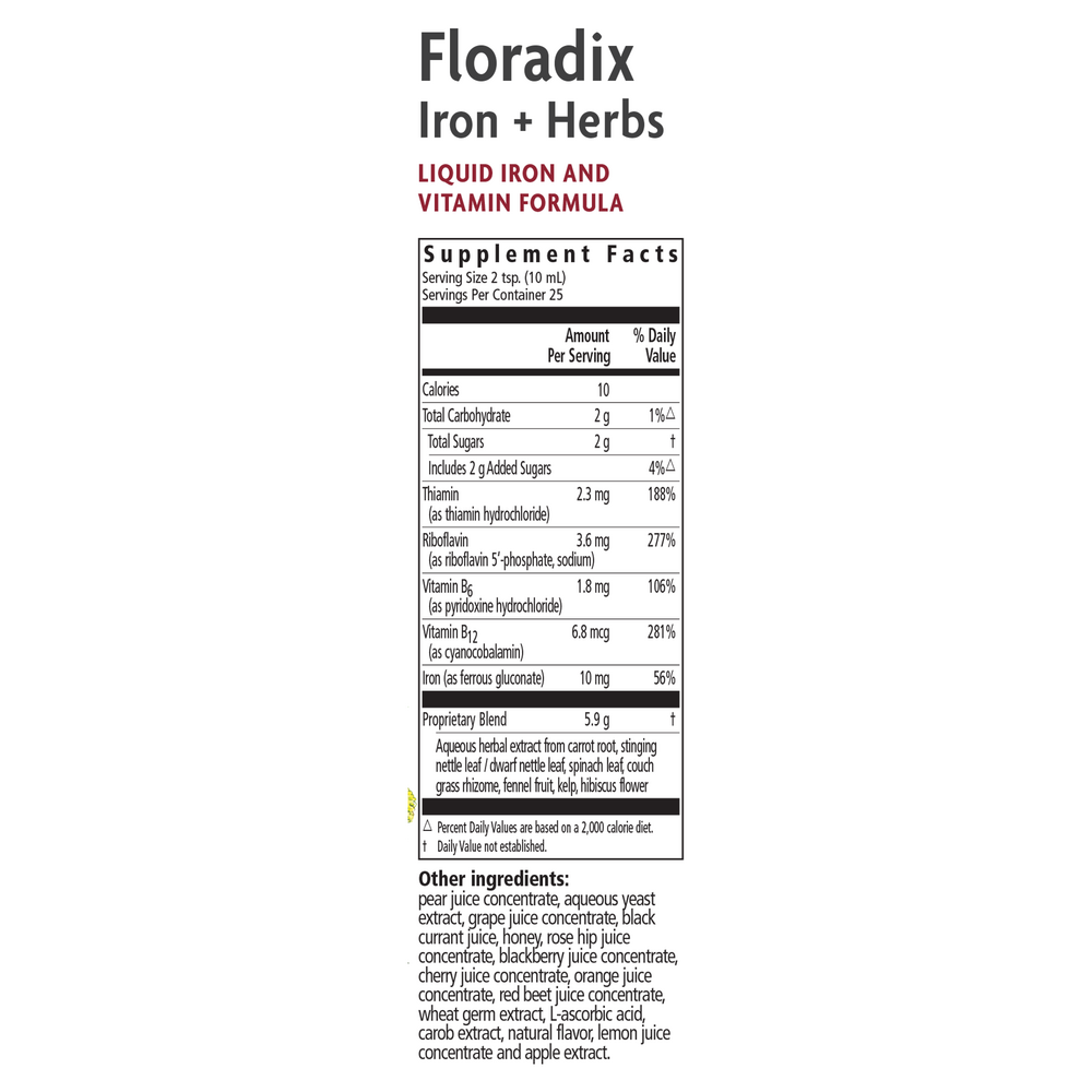 Product image for Floradix® Iron + Herbs Liquid Iron and Vitamin (Vegetarian).