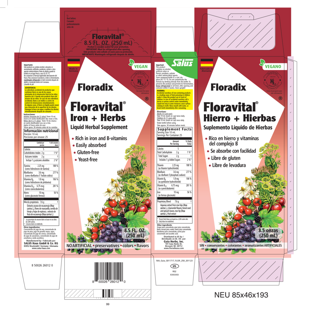 Product image for Floravital Iron &amp; Herbs Yeast-Free.