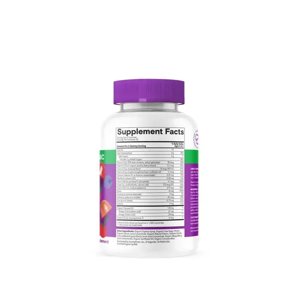 Product image for SmartyPants Organics Toddler Multi &amp; Omegas.
