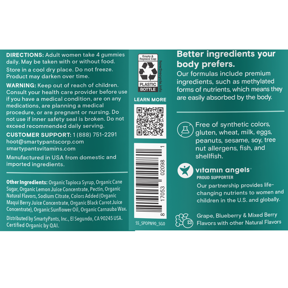 Product image for SmartyPants Organic Prenatal plus Multi &amp; Omegas.