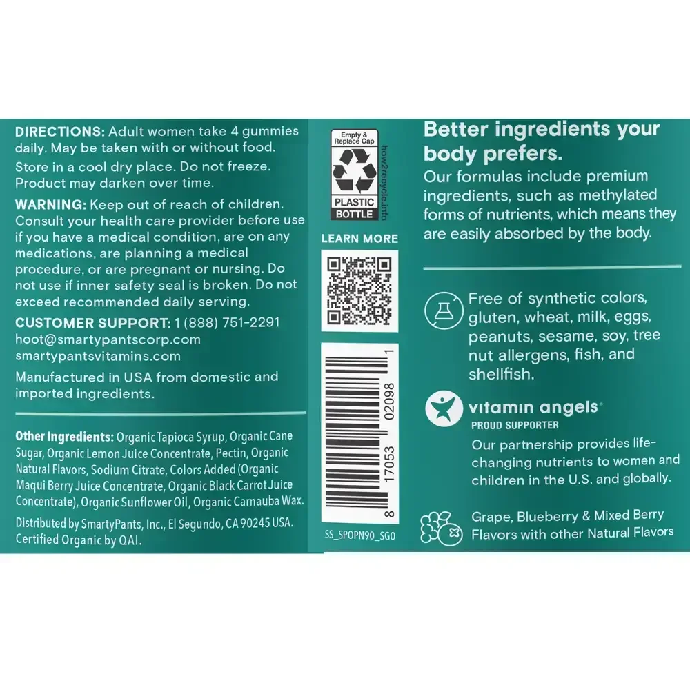 Product image for SmartyPants Organic Prenatal plus Multi &amp; Omegas.