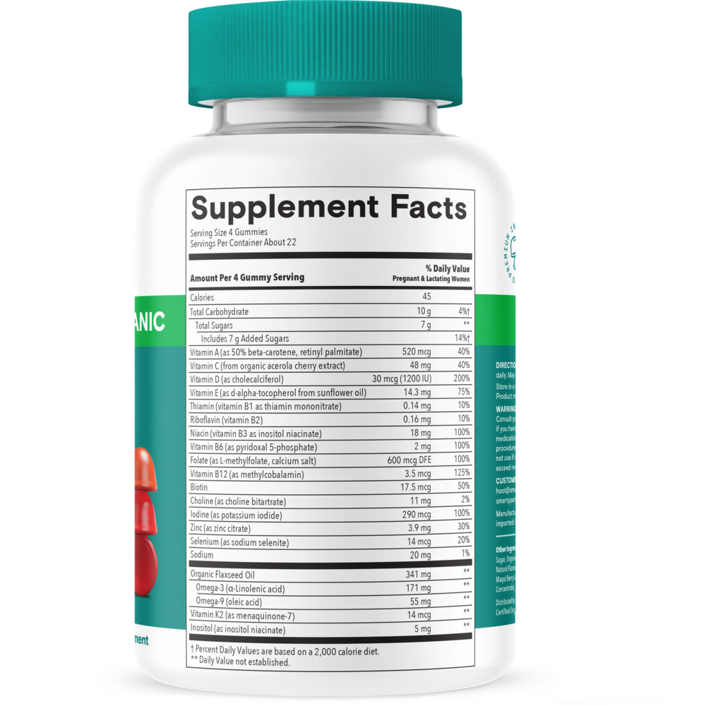 Product image for SmartyPants Organic Prenatal plus Multi &amp; Omegas.