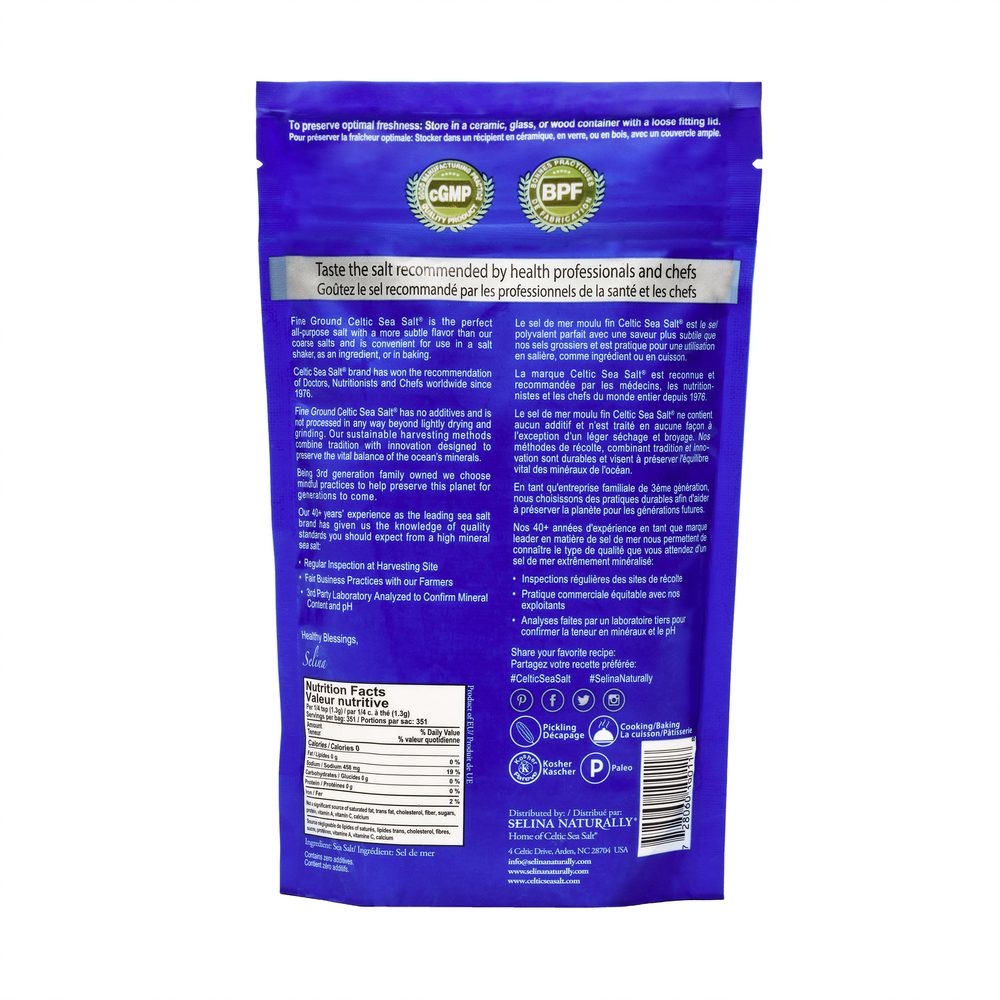 Product image for Celtic Sea Salt® Fine Ground Half Pound Bag.
