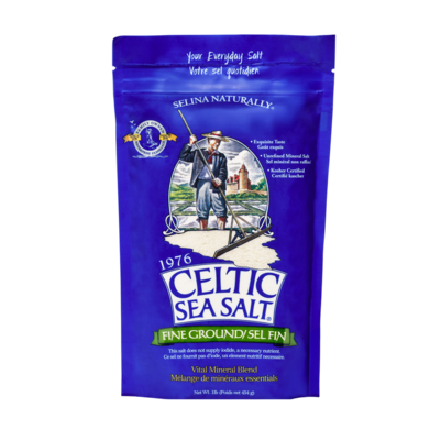 Celtic Sea Salt® Fine Ground Half Pound Bag 454 Grams Celtic Sea Salt® Fine Ground Half Pound Bag 454 Grams