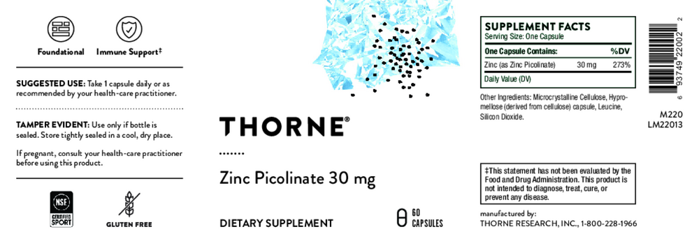 Product image for Zinc Picolinate 30mg - NSF Certified for Sport.
