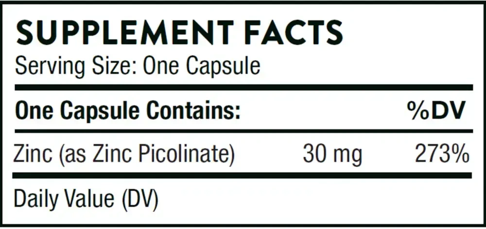 Product image for Zinc Picolinate 30mg - NSF Certified for Sport.