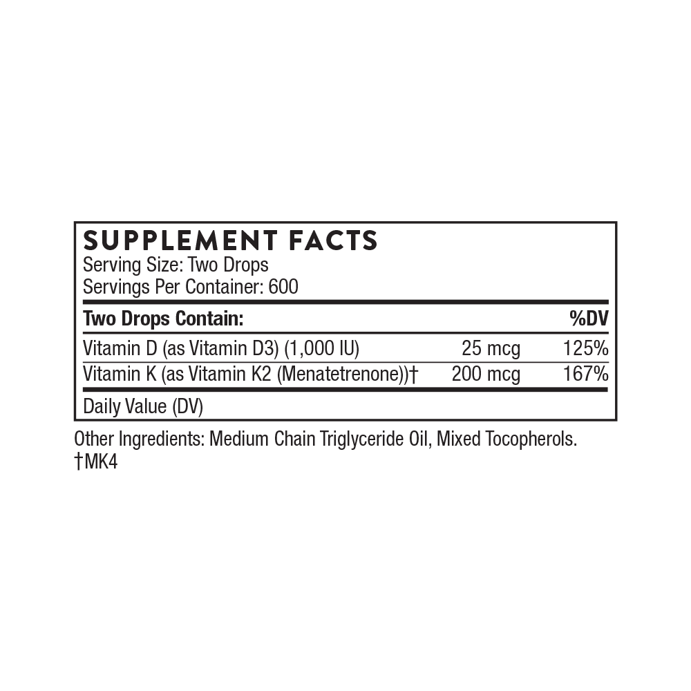 Product image for Vitamin D + K2 Liquid.