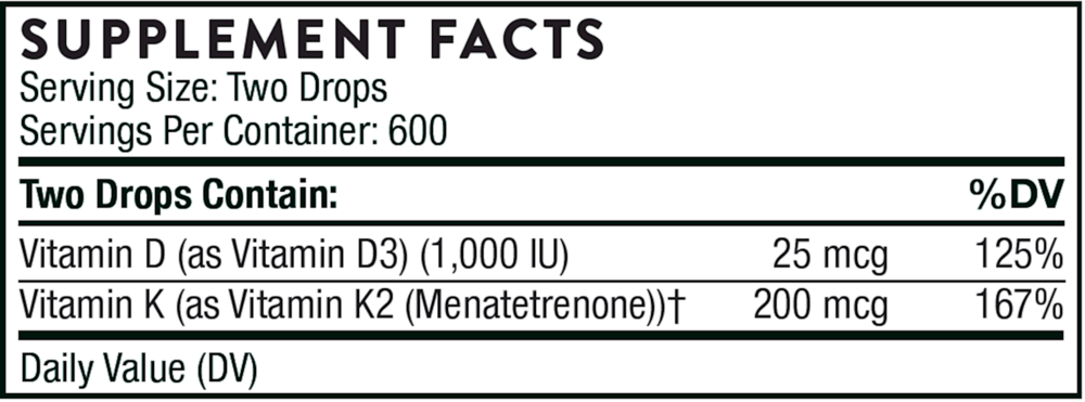Product image for Vitamin D + K2 Liquid.
