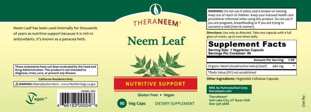 Product image for Neem Leaf V-Caps.