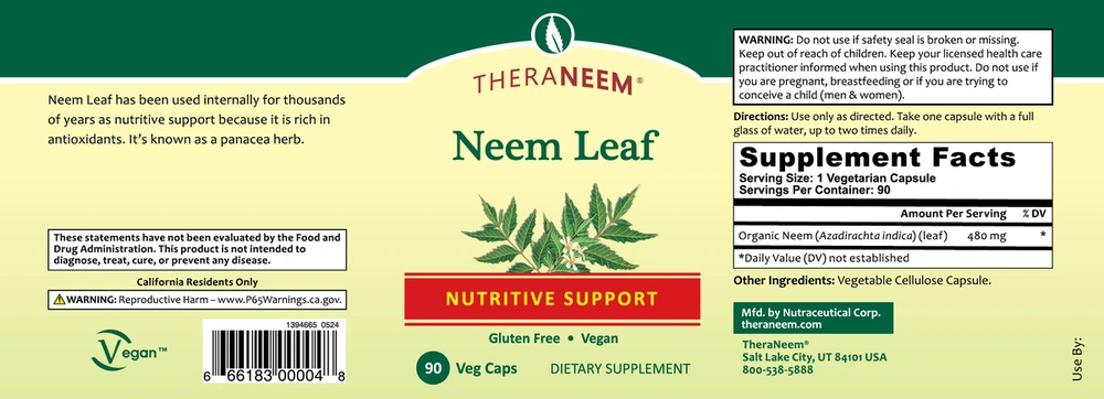 Product image for Neem Leaf V-Caps.