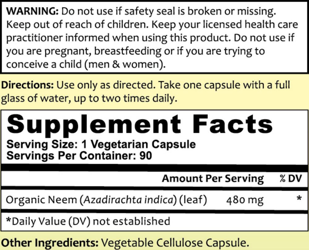 Product image for Neem Leaf V-Caps.