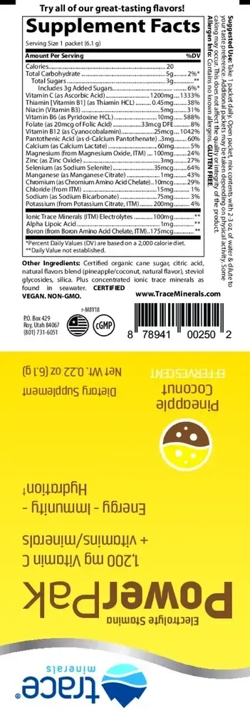 Product image for Electrolyte Stamina Power Pak-NonGMO Pineapple Coconut.
