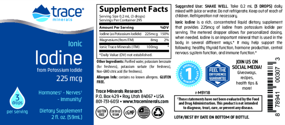 Product image for Liquid Ionic Iodine from Potassium Iodide 225mcg.