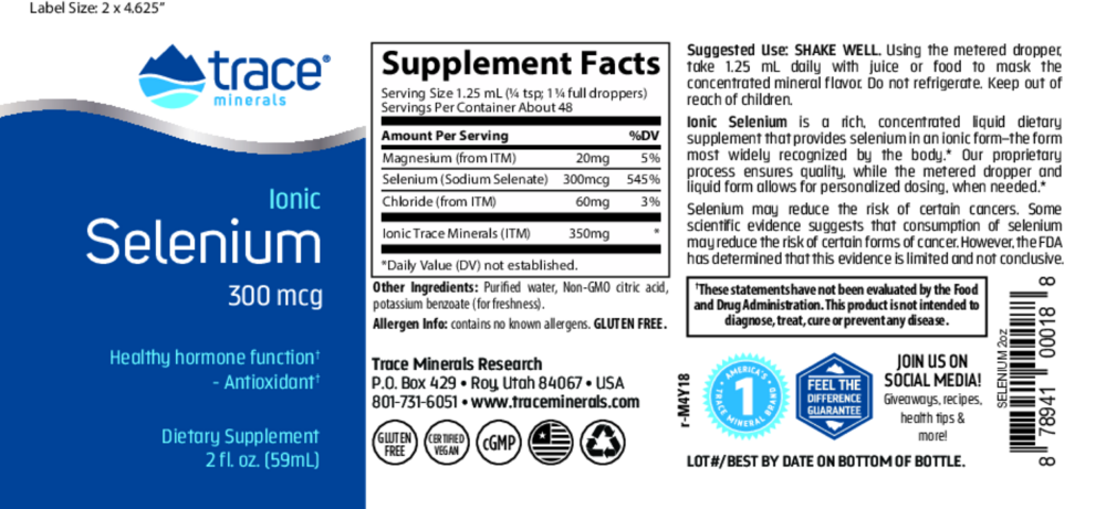 Product image for Liquid Ionic Selenium 300mcg.