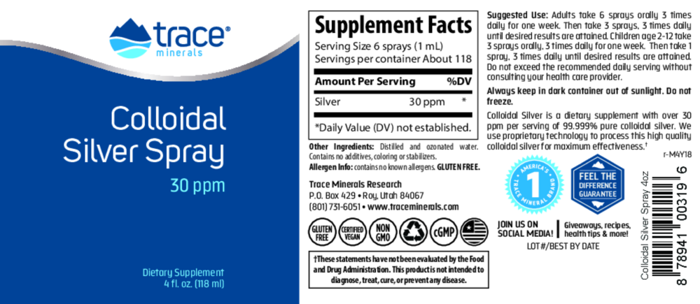 Product image for Colloidal Silver Spray 30PPM.