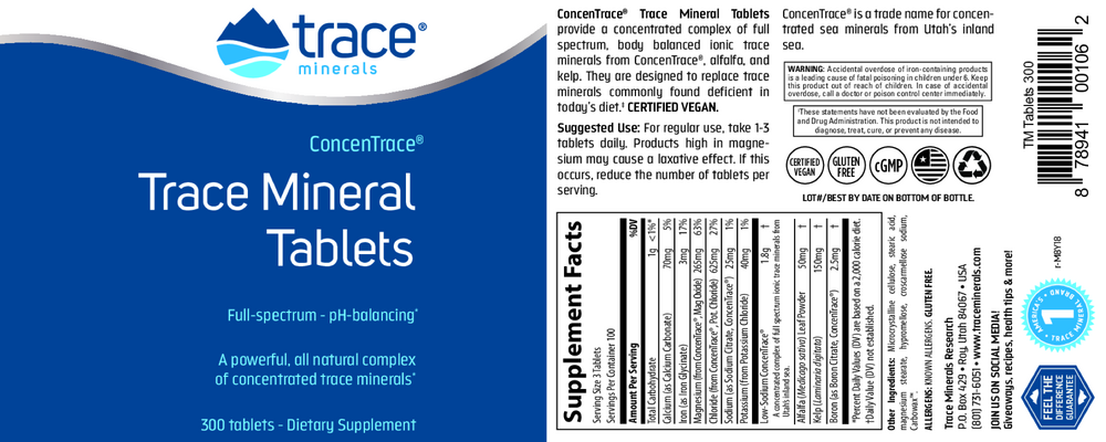 Product image for Trace Mineral Tablets.
