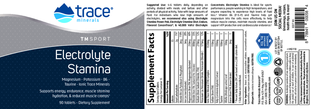 Product image for Electrolyte Stamina Tablets.